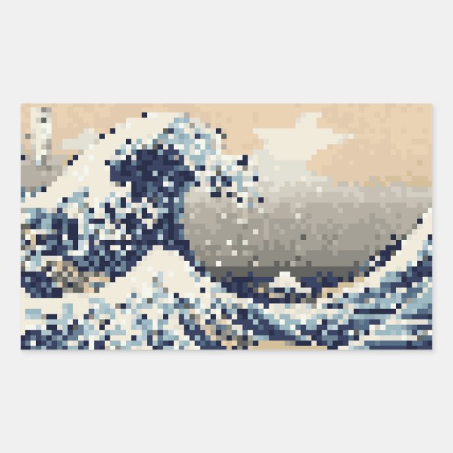 The Great Wave off Kanagawa 8 Bit Pixel Art Rectangular Sticker (Front)