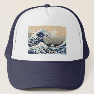 The Great Wave off Kanagawa 8 Bit Pixel Art Trucker Hat