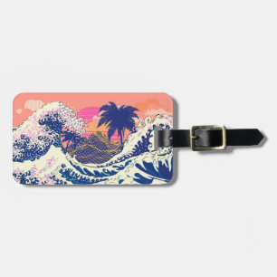 The great wave off kanagawa and palm trees luggage tag