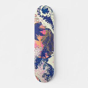 The great wave off kanagawa and palm trees skateboard