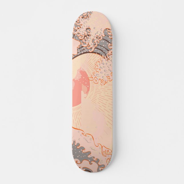 The great wave off kanagawa at sunrise skateboard (Front)