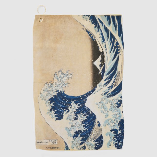 The Great Wave off Kanagawa by Hokusai Golf Towel (Front)