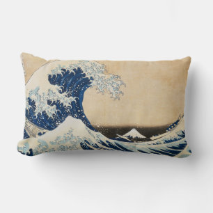 The Great Wave off Kanagawa by Hokusai Lumbar Cushion