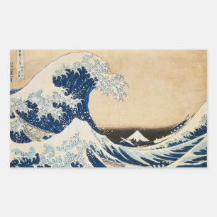 The Great Wave off Kanagawa by Hokusai Rectangular Sticker