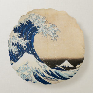 The Great Wave off Kanagawa by Hokusai Round Cushion