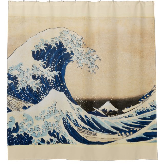 The Great Wave off Kanagawa by Hokusai Shower Curtain (Front)