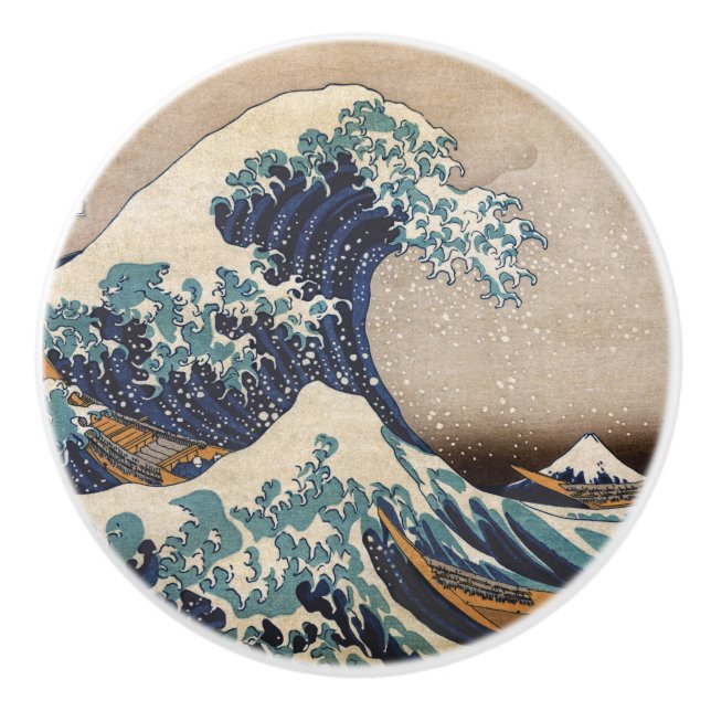 The Great Wave off Kanagawa Ceramic Knob (Front)