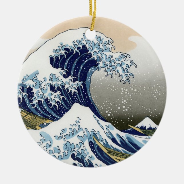 The Great Wave Off Kanagawa Ceramic Tree Decoration (Front)