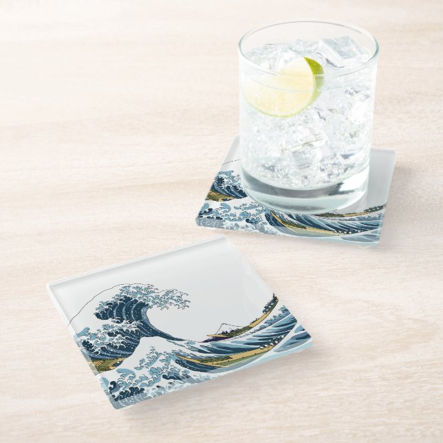 The Great Wave off Kanagawa Glass Coaster (Angled)