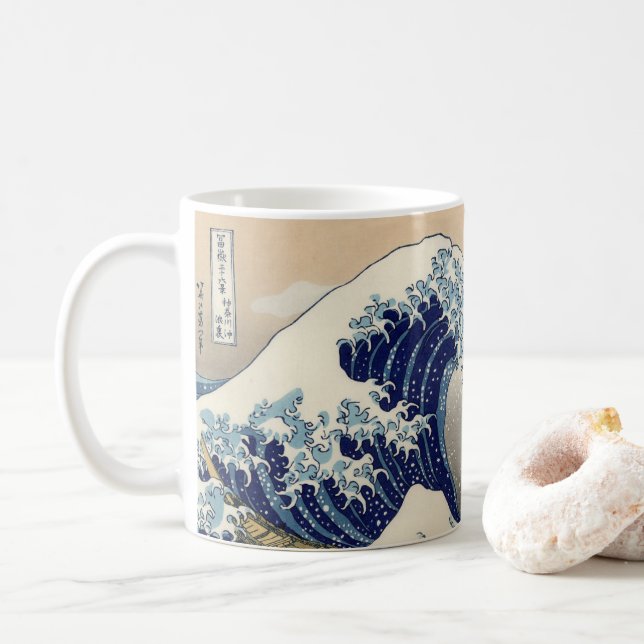 The Great Wave off Kanagawa Hokusai Coffee Mug (With Donut)