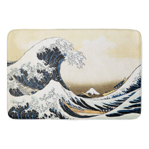 The Great Wave Off Kanagawa Hokusai, Japanese art Bath Mat