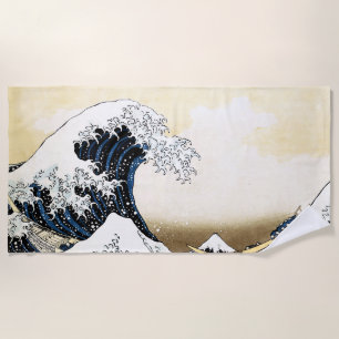 The Great Wave Off Kanagawa Hokusai, Japanese art Beach Towel