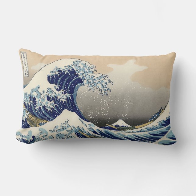 The Great Wave off Kanagawa Hokusai Lumbar Cushion (Front)