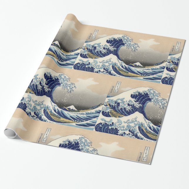 The Great Wave off Kanagawa Hokusai Wrapping Paper (Unrolled)