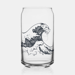 The Great Wave off Kanagawa illustration Can Glass