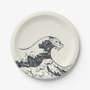 The Great Wave off Kanagawa illustration Paper Plate