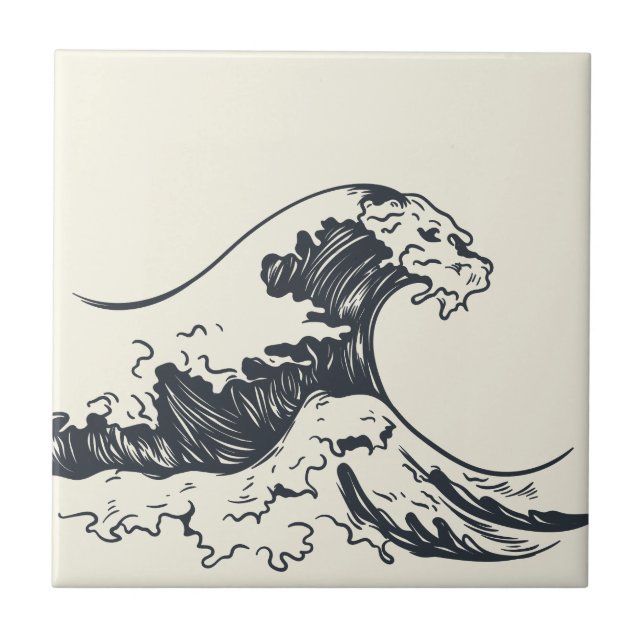 The Great Wave off Kanagawa illustration Tile (Front)