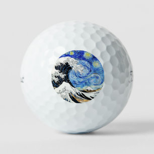 The Great Wave Off Kanagawa in Starry night Golf Balls