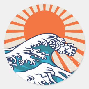 The Great Wave off Kanagawa, japanese wave Classic Round Sticker