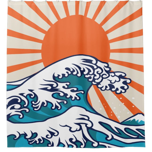 The Great Wave off Kanagawa, japanese wave poster Shower Curtain (Front)