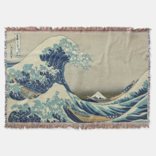 THE GREAT WAVE OFF KANAGAWA - JAPANESE WOODBLOCK THROW BLANKET
