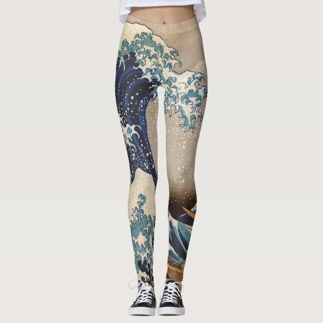 The Great Wave off Kanagawa Leggings (Front)