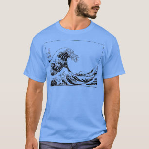 The Great Wave off Kanagawa Line Art T-Shirt