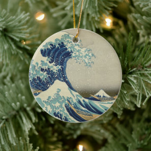 The Great Wave off Kanagawa Mount Fuji Japan Ceramic Tree Decoration