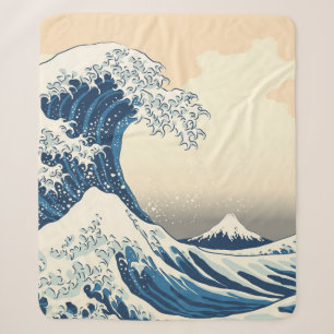 The great wave off kanagawa painting reproduction sherpa blanket