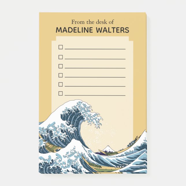 The Great Wave off Kanagawa Personalised Checklist Post-it Notes (Front)