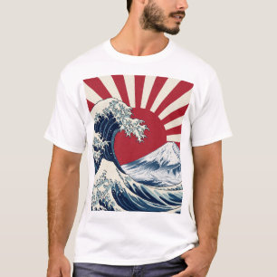 The Great Wave off Kanagawa & rising sun flag T-Shirt