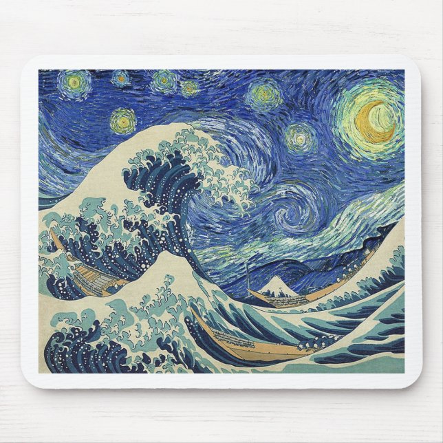 The Great Wave Off Kanagawa - The Starry Night Mouse Mat (Front)