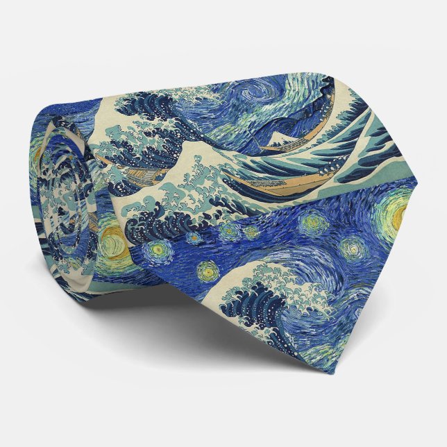 The Great Wave Off Kanagawa - The Starry Night Tie (Rolled)