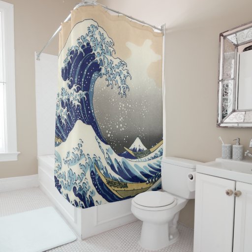 Image of The Great Wave Off Kanagawa Tsunami Vintage Art Shower Curtain