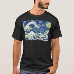 The Great Wave off Kanagawa under a Starry Night T T-Shirt
