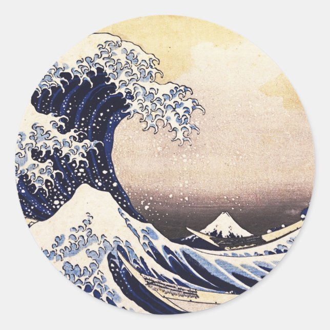 The Great Wave Off Kanagawa Vintage Japanese Art Classic Round Sticker (Front)