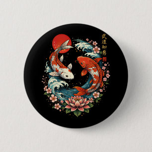 The Great Wave Off Koi Fish  6 Cm Round Badge