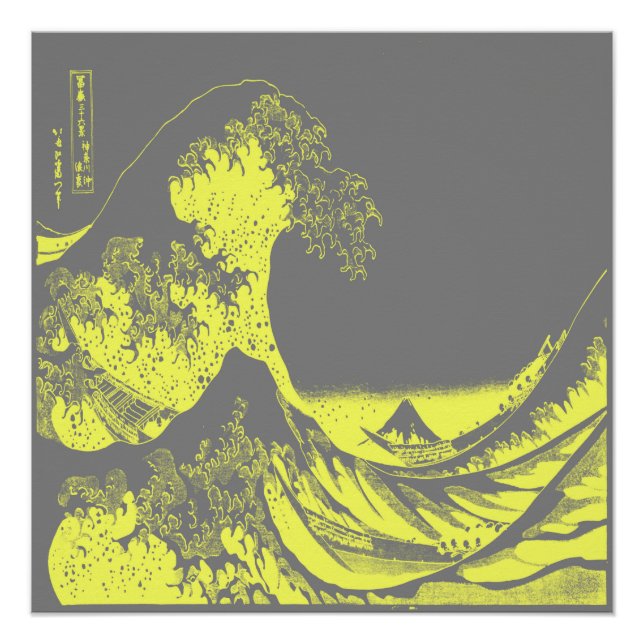 The Great Wave Poster Yellow & Grey (Front)