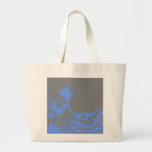 The Great Wave Seafoam Blue & Grey Large Tote Bag