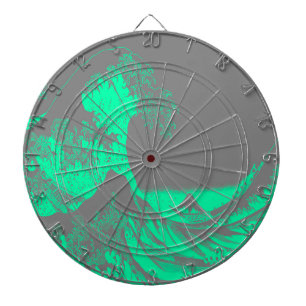 The Great Wave Seafoam Green & Grey Dartboard