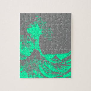 The Great Wave Seafoam Green & Grey Jigsaw Puzzle