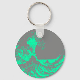 The Great Wave Seafoam Green & Grey Key Ring