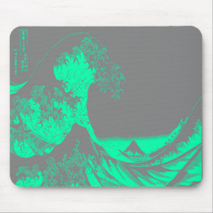 The Great Wave Seafoam Green & Grey Mouse Mat