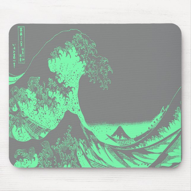 The Great Wave Seafoam Green & Grey Mouse Mat (Front)