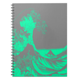 The Great Wave Seafoam Green & Grey Notebook