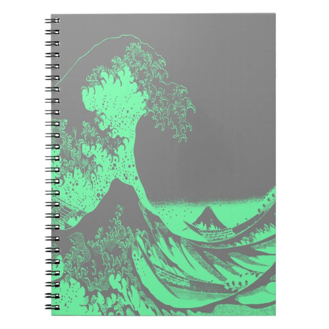 The Great Wave Seafoam Green & Grey Notebook (Front)