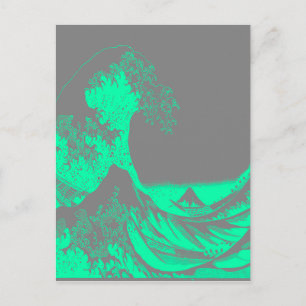 The Great Wave Seafoam Green & Grey Postcard