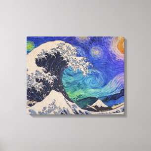 The Great Wave Starry Night Canvas Print