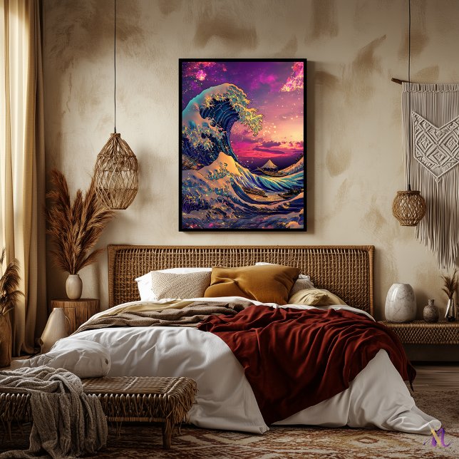 The Great Wave Synthwave Cyberpunk Artwork Poster (Creator Uploaded)