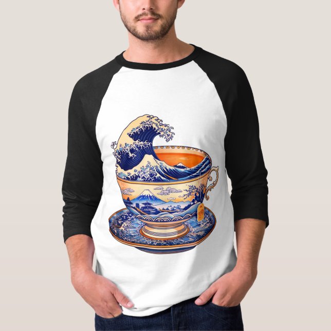 The Great Wave Tea Cup T-Shirt (Front)